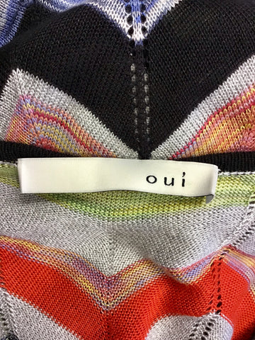 BRAND NEW OUI MULTI COLOURED PRINT ZIG ZAG DESIGN FINE KNIT JUMPER SIZE 12