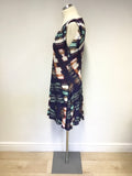 REISS GITA MULTI COLOURED PRINT SLEEVELESS FLIPPY DRESS SIZE 12