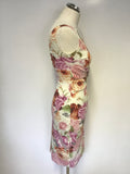 KAREN MILLEN FLORAL & BUTTERFLY PRINT SLEEVELESS PENCIL DRESS SIZE 8