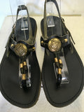 CRETA LEATHER BY LEATHER HOUSE BLACK TOE POST SANDALS SIZE 7/40