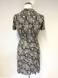 CATH KIDSTON NAVY BLUE FLORAL PRINT STRETCH JERSEY DRESS SIZE 10