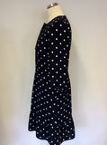 HOBBS BLACK & WHITE SPOT 3/4 LENGTH SLEEVE DRESS SIZE 12