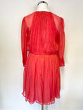 FRENCH CONNECTION CORAL SILK 3/4 SLEEVE FIT & FLARE DRESS SIZE 8