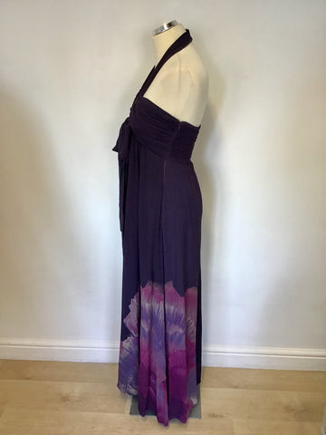 KAREN MILLEN PURPLE SILK MAXI DRESS SIZE 10