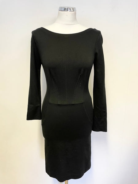 PAUL SMITH BLACK LABEL BLACK 3/4 SLEEVE STRETCH BODYCON DRESS SIZE 42 UK 8/10