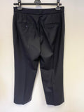 JIGSAW NAVY BLUE WOOL BLEND CROP TROUSERS SIZE 10