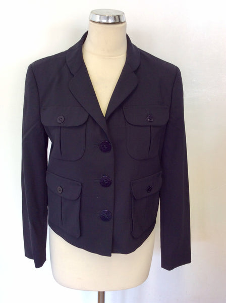 MULBERRY DARK BLUE WOOL BUTTON FRONT JACKET SIZE 10