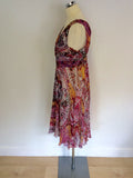 MARELLA MULTI COLOURED PRINT SILK DRESS SIZE 12