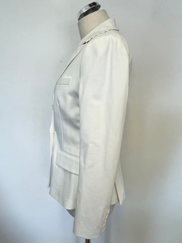 POLO RALPH LAUREN WHITE COTTON BLEND DOUBLE BREASTED BLAZER JACKET SIZE 6 UK 10