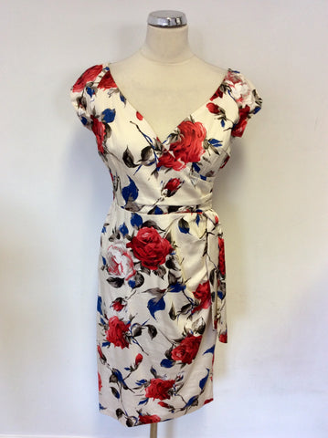 BRAND NEW THE PRETTY DRESS COMPANY CARMEN FLORAL PRINT HOURGLASS PENCIL DRESS SIZE 12