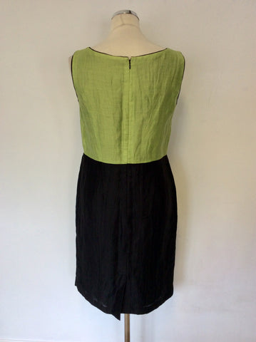 PRÉCIS PETITE GREEN & BLACK LINEN BLEND DRESS SIZE 12