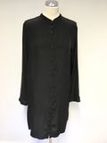 BRAND NEW ANNETTE GORTZ BLACK SILK DETACHABLE COLLAR LONG OVERSIZE SHIRT SIZE 36 UK 10