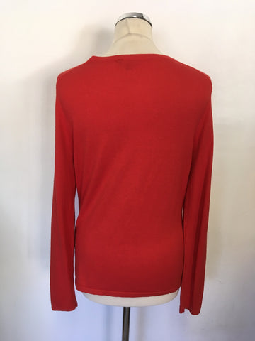 HOBBS RED V NECKLINE CARDIGAN SIZE 12