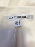 LK BENNETT IVORY BOW TRIM SILK & LINEN BLEND 3/4 SLEEVE SPECIAL OCCASION COAT SIZE 10