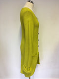 SET LIME GREEN CHUNKY KNIT LONG CARDIGAN SIZE 12