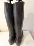 HOBBS DARK BROWN LEATHER LOW HEEL KNEE LENGTH BOOTS SIZE 7/40