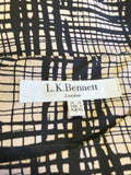 LK BENNETT BLACK & GOLD PRINT SILK DRESS SIZE 12