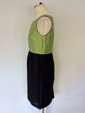 PRÉCIS PETITE GREEN & BLACK LINEN BLEND DRESS SIZE 12