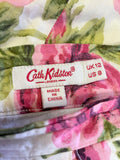 CATH KIDSTON IVORY WITH PINK & GREEN ROSE PRINT COTTON SKIRT SIZE 12