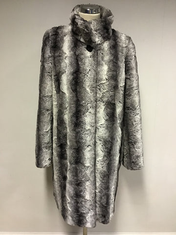 ROMAN GREY FAUX FUR KNEE LENGTH COAT SIZE S