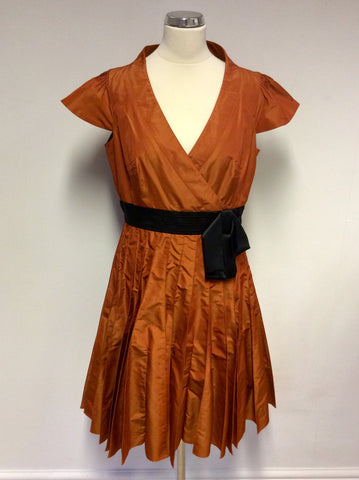 BRAND NEW KAREN MILLEN ORANGE & BLACK TRIM DRESS SIZE 14