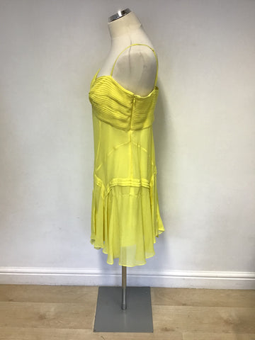 KAREN MILLEN YELLOW SILK STRAPPY DRESS SIZE 16