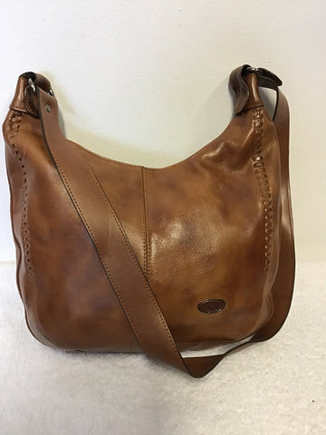 PIKOLINOS CHESTNUT BROWN LEATHER SHOULDER BAG