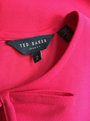 BRAND NEW TED BAKER NATALLE RED CHIFFON SLEEVELESS BOW TRIM TOP SIZE 2 UK 10