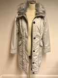 BRAND NEW PER UNA PALE GREY DETACHABLE FUR COLLAR & HOOD COAT SIZE S