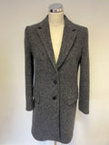 JIGSAW GREY HERRINGBONE WOOL BLEND CITY COAT SIZE 10