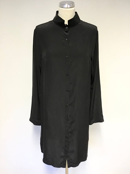 BRAND NEW ANNETTE GORTZ BLACK SILK DETACHABLE COLLAR LONG OVERSIZE SHIRT SIZE 36 UK 10