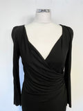 LK BENNETT BLACK WRAP ACROSS SPECIAL OCCASION DRESS SIZE 10