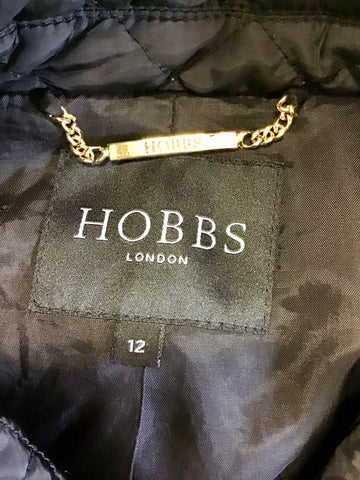 HOBBS BLACK QUILTED ZIP UP JACKET SIZE 12