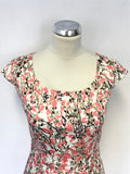 LK BENNETT VALDEZ CORAL PRINT COTTON PENCIL DRESS SIZE 10