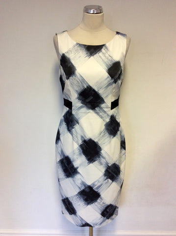 KAREN MILLEN BLUE & WHITE PRINT PENCIL DRESS SIZE 14