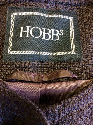 HOBBS DARK BROWN LINEN BLEND JACKET SIZE 10