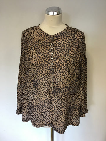 TWENTY8TWELVE BROWN ANIMAL PRINT SILK BLOUSE SIZE 10