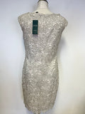 BRAND NEW RALPH LAUREN SILVER METALLIC LACE SPECIAL OCCASION COCKTAIL DRESS SIZE 10