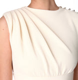 TED BAKER BIRDIE ECRU/ CREAM DRAPED SHOULDER SLEEVELESS PENCIL DRESS SIZE 3 UK 12