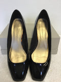 MARKS & SPENCER BLACK PATENT WITH TORTOISE SHELL HEELS SIZE 7/40