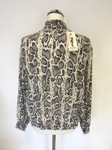 BRAND NEW MODA BLACK & CREAM SNAKESKIN PRINT TOP ONE SIZE FIT UK 14/16