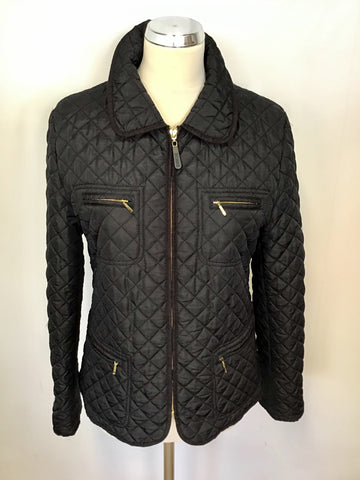 HOBBS BLACK QUILTED ZIP UP JACKET SIZE 12