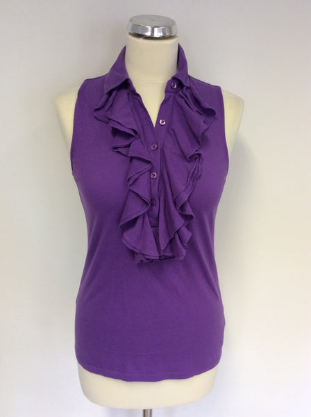 RALPH LAUREN PURPLE RUFFLE FRONT SLEEVELESS TOP SIZE S