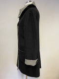 MAX MARA BLACK & GREY WOOL REVERSIBLE 3/4 LENGTH COAT SIZE 14