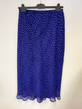 PENNY PLAIN BLUE & WHITE SPOT LONG SKIRT & MATCHING LONG SLEEVE BLOUSE SIZE 14