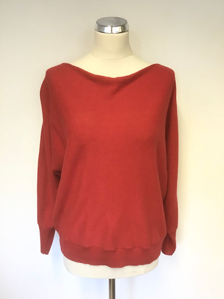 MINT VELVET RED WITH METALLIC STRIPE SLEEVE JUMPER SIZE L