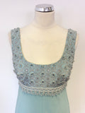 MONSOON LIGHT GREEN SILK BEADED & EMBROIDERED SPECIAL OCCASION DRESS SIZE 12