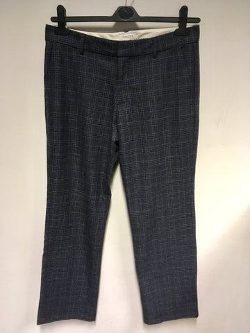 PART TWO GREY CHECK WOOL BLEND TROUSERS SIZE 12