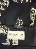 KAREN MILLEN NAVY BLUE HALTERNECK BUTTERFLY PRINT PENCIL DRESS SIZE 10