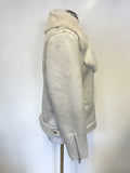 MINT VELVET LIGHT GREY FAUX FUR TRIM AVIATOR JACKET  SIZE 14